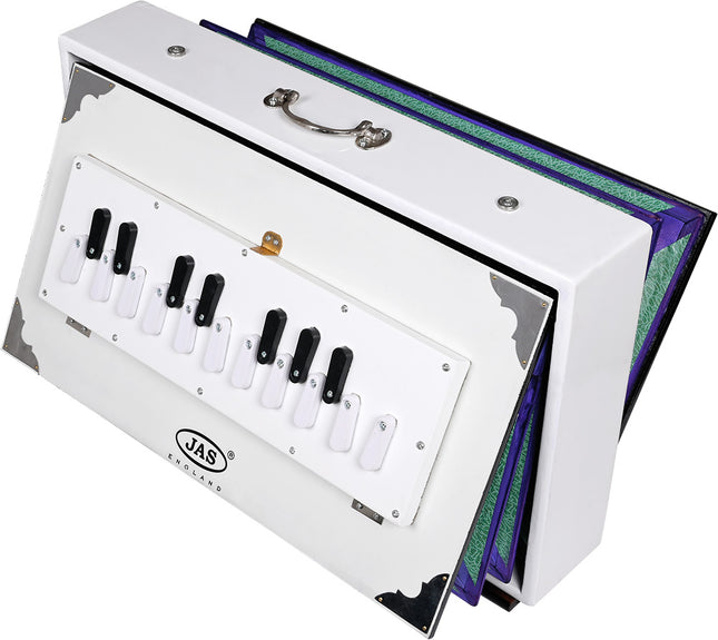 Shruti Box Chromatic, White, JAS English Reeds G to C with Padded Bags