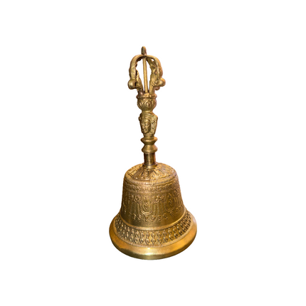 Brass Bell with Handle – Handcrafted Pooja Ghanti for Mandir, Aarti & Home