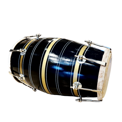 JAS Black & Gold Dholak/Dholki for Wedding, Mehndi, Kirtan & Bhajan