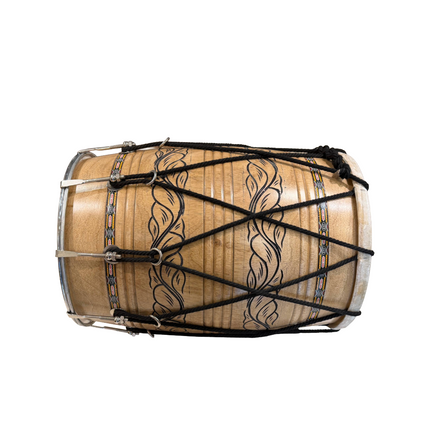 JAS Junior Dhol Drum Natural Carved