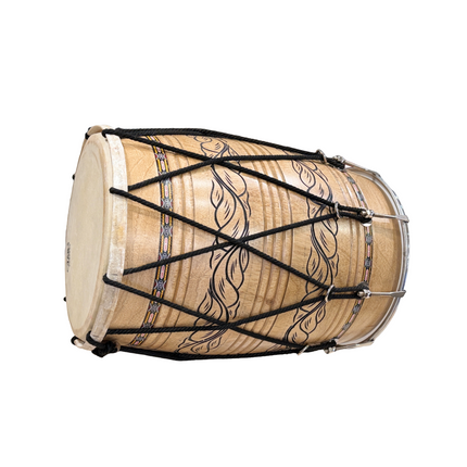 JAS Junior Dhol Drum Natural Carved