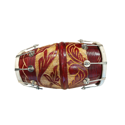 JAS Carved Wooden Dholak Drum – Professional Dholki for Wedding, Mehndi, Kirtan & Bhajan
