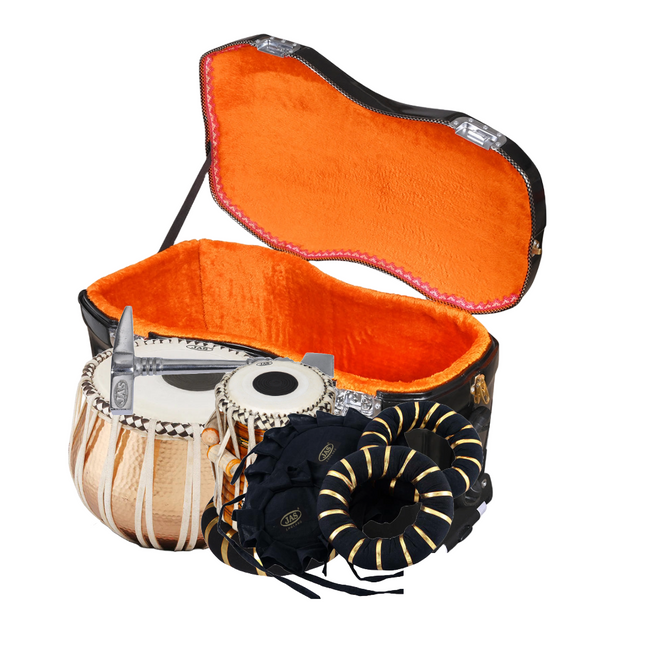 Concert Tabla Set Copper Hammered Bayan, Superfine Dayan with Hardcase