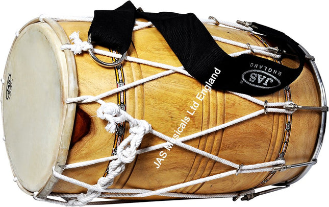JAS Natural Dhol Standard, Conventional Barrel Shape Body, With all Accessories