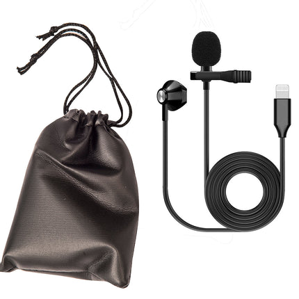 Kinsman Clip-On Lavalier Microphone with Earpiece ~ Lightning Connector