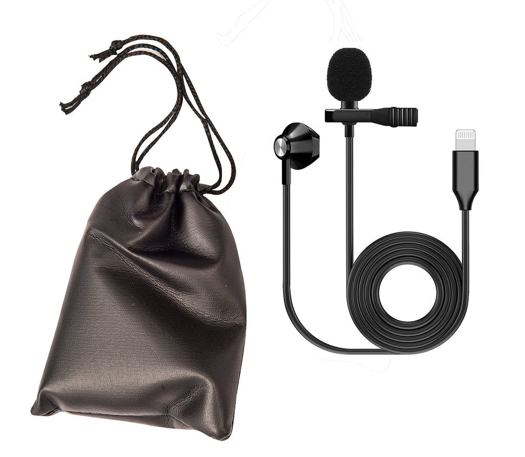 Kinsman Clip-On Lavalier Microphone with Earpiece ~ Lightning Connector