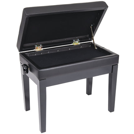 Kinsman Deluxe Adjustable Piano Bench with Storage ~ Satin Black
