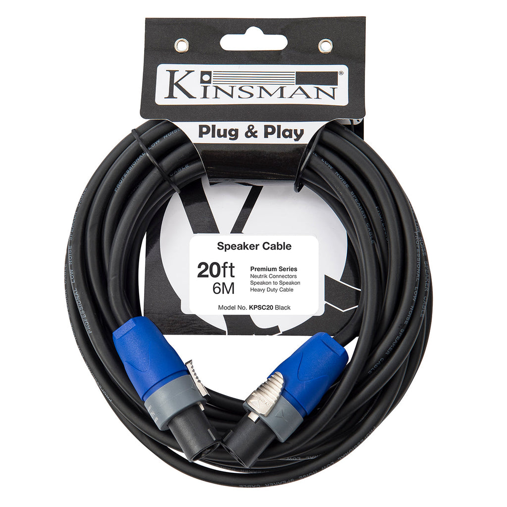 Kinsman Premium Speaker Cable ~ Neutrik speakOn Connectors ~ 20ft/6m