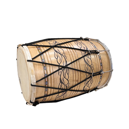 JAS Junior Dhol Drum Natural Carved