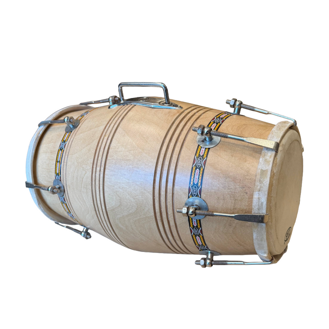 JAS Polished Wooden Dholak (Natural) – Intermediate Dholki for Wedding, Mehndi, Kirtan & Bhajan UK