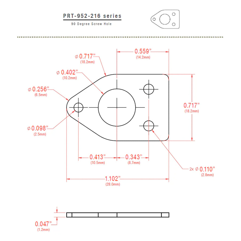 GraphTech Ratio Plate For 90 Degree Screw Hole ~ Nickel (1pc)