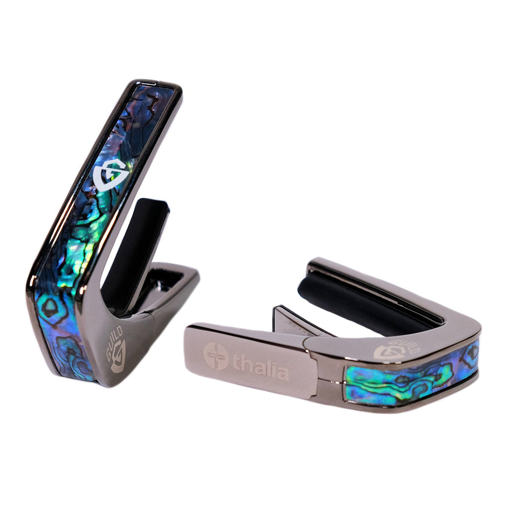 Guild® by Thalia Black Chrome Capo ~ Blue Abalone with G Shield Inlay