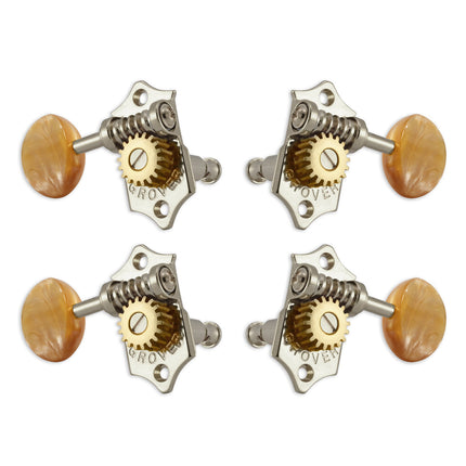 Grover U98 Series Sta-Tite Geared Ukulele Pegs (Set of 4) ~ Nickel ~ Acrylic Buttons