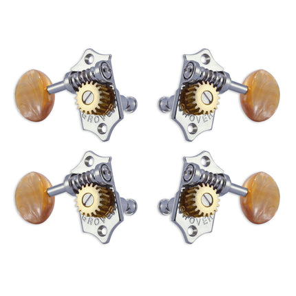 Grover U99 Series Sta-Tite Ukulele Pegs (Set of 4) ~ Chrome ~ Acrylic Buttons