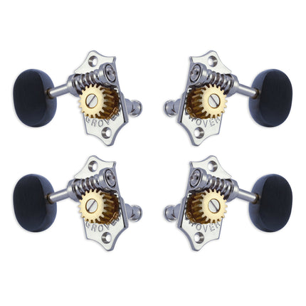 Grover U99 Series Sta-Tite Ukulele Pegs (Set of 4) ~ Chrome ~ Ebony Buttons