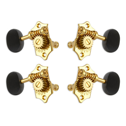 Grover U99 Series Sta-Tite Ukulele Pegs (Set of 4) ~ Gold ~ Ebony Buttons