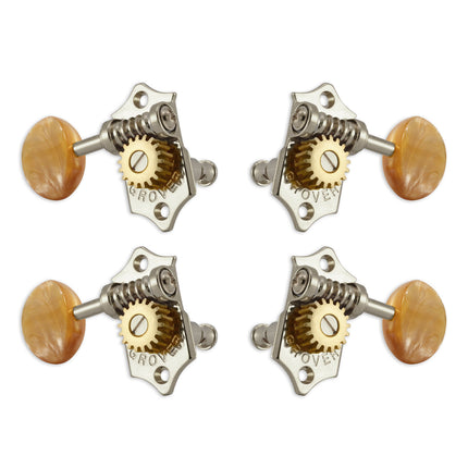 Grover U99 Series Sta-Tite Ukulele Pegs (Set of 4) ~ Nickel ~ Acrylic Buttons