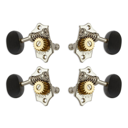 Grover U99 Series Sta-Tite Ukulele Pegs (Set of 4) ~ Nickel ~ Ebony Buttons