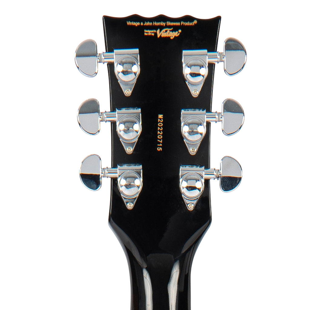 Vintage REVO Series 'Custom Supreme Baritone VI' Semi-Acoustic Guitar ~ Boulevard Black