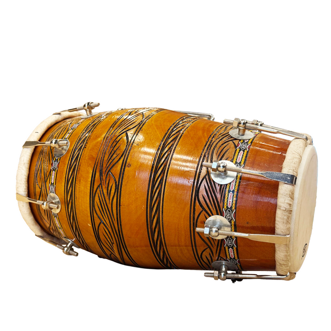 JAS Professional Concert Dholak – Carved Wooden Dholki with Bag