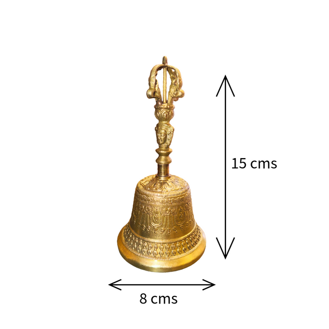 Brass Bell with Handle – Handcrafted Pooja Ghanti for Mandir, Aarti & Home