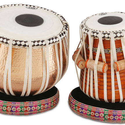 Concert Tabla Set Copper Hammered Bayan, Superfine Dayan with Hardcase