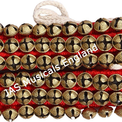 JAS 3 Line Ghungroo, Red Resham, Ankle Bracelet Pair