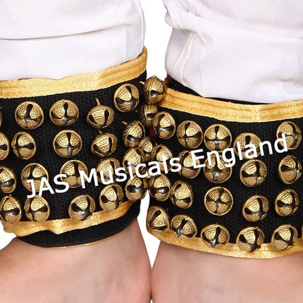 JAS Bharatanatyam Ghungroo, Chilanka Four Line Black, Ankle Bracelet Pair