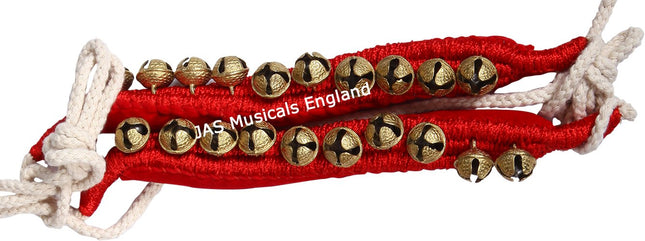 JAS One Line Ghungroo, Red Resham, Ankle Bracelet Pair