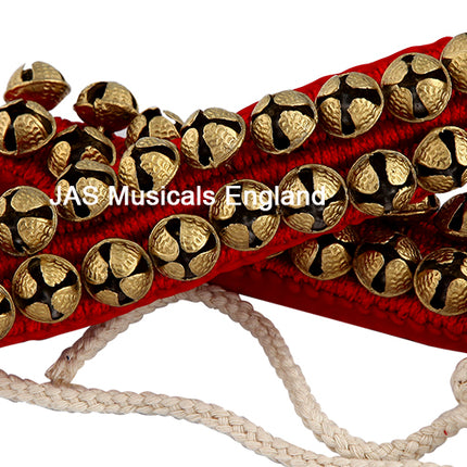 JAS Two Line Ghungroo, Red Resham, Ankle Bracelet Pair