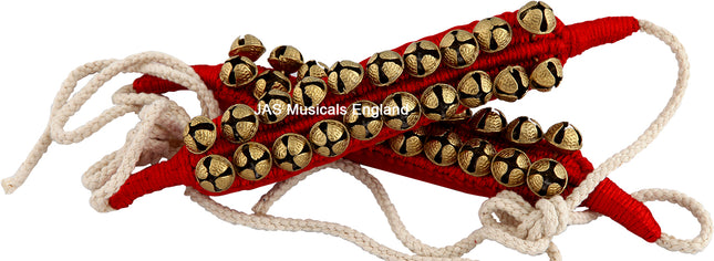 JAS Two Line Ghungroo, Red Resham, Ankle Bracelet Pair